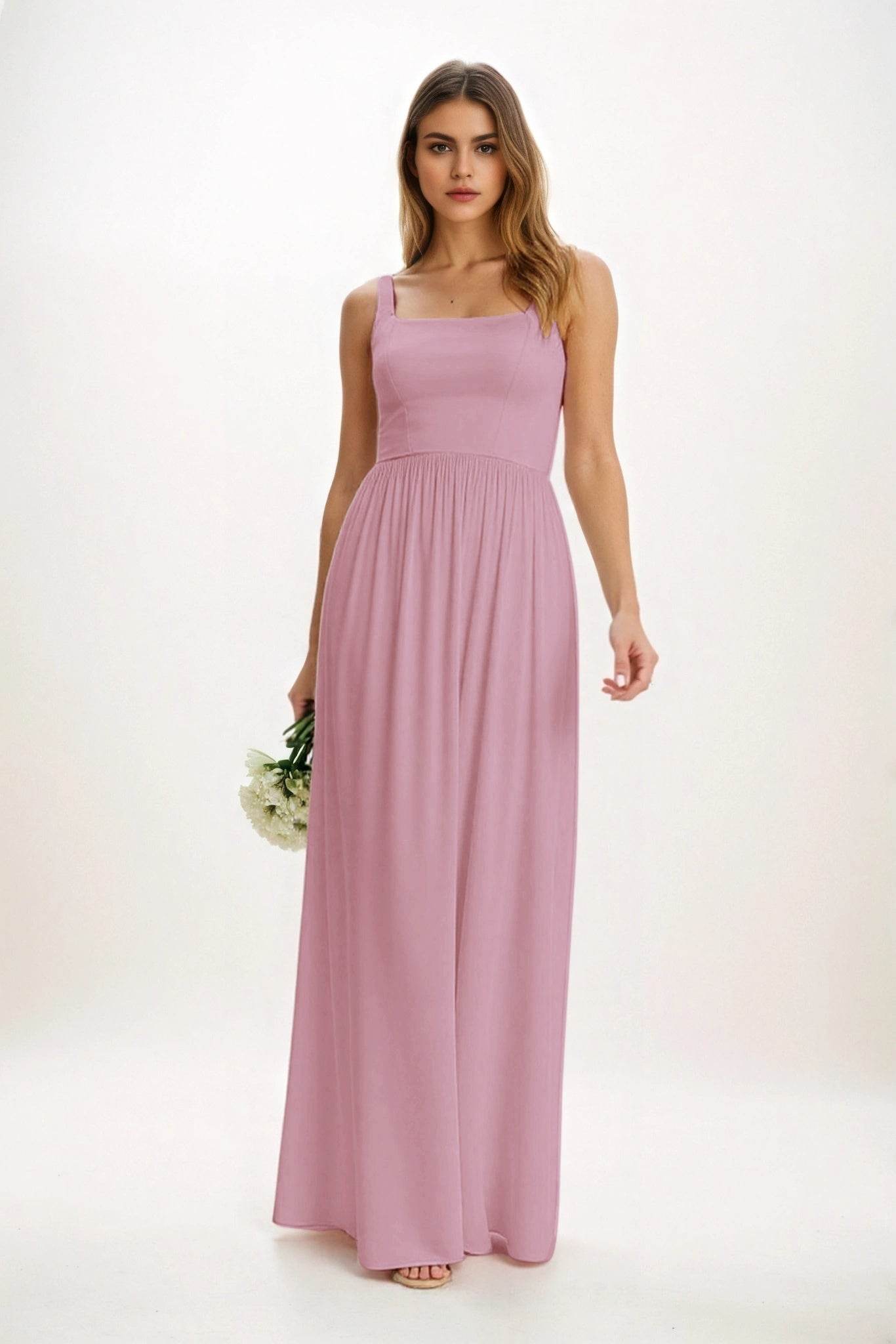 A-Line Maxi Chiffon Bridesmaid Dress CB0854 - COCOMELODY