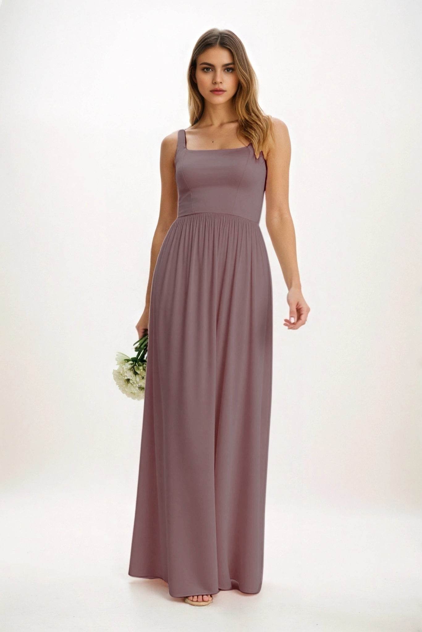 A-Line Maxi Chiffon Bridesmaid Dress CB0854 - COCOMELODY