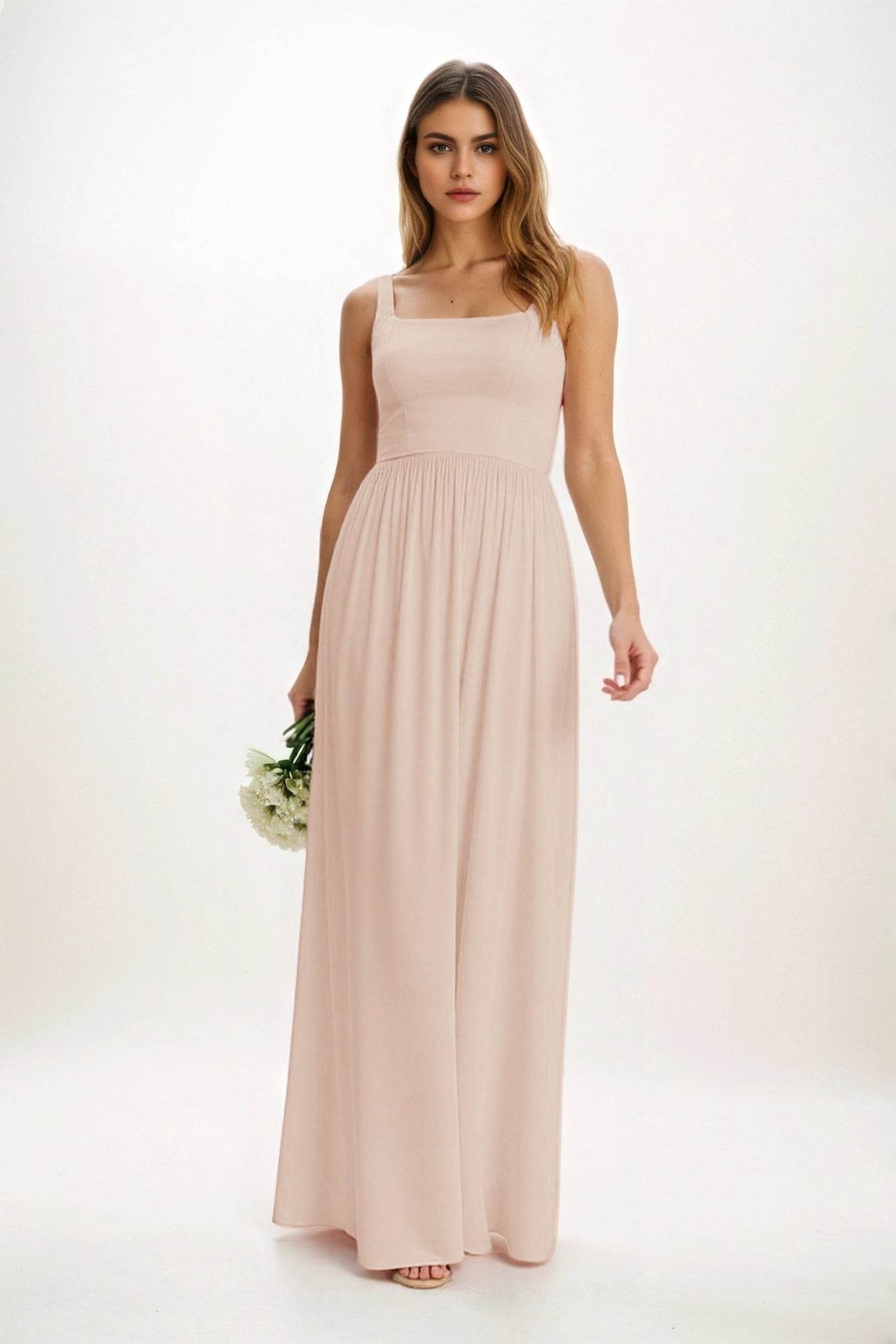 A-Line Maxi Chiffon Bridesmaid Dress CB0854 - COCOMELODY