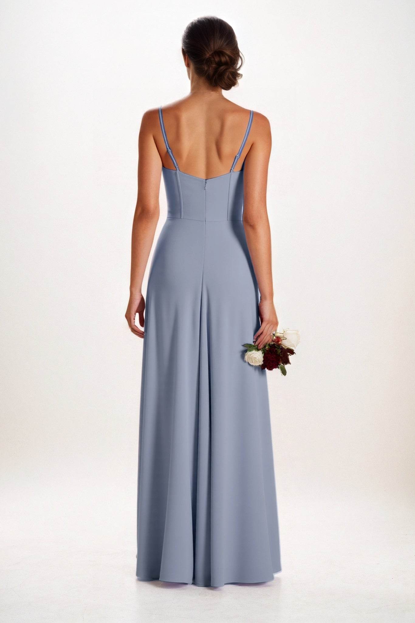Sheath-Column Maxi Chiffon Bridesmaid Dress CB0855 - COCOMELODY