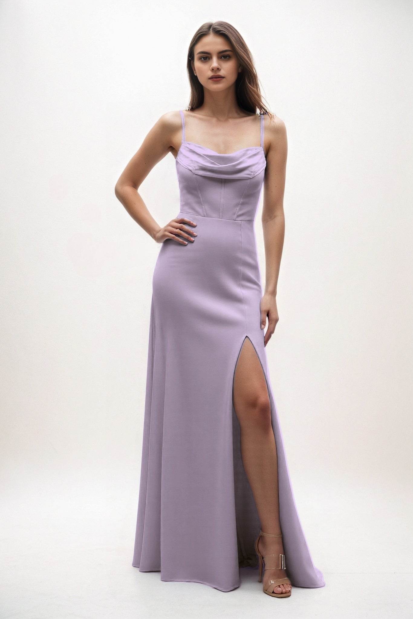 Sheath-Column Maxi Chiffon Bridesmaid Dress CB0855 - COCOMELODY