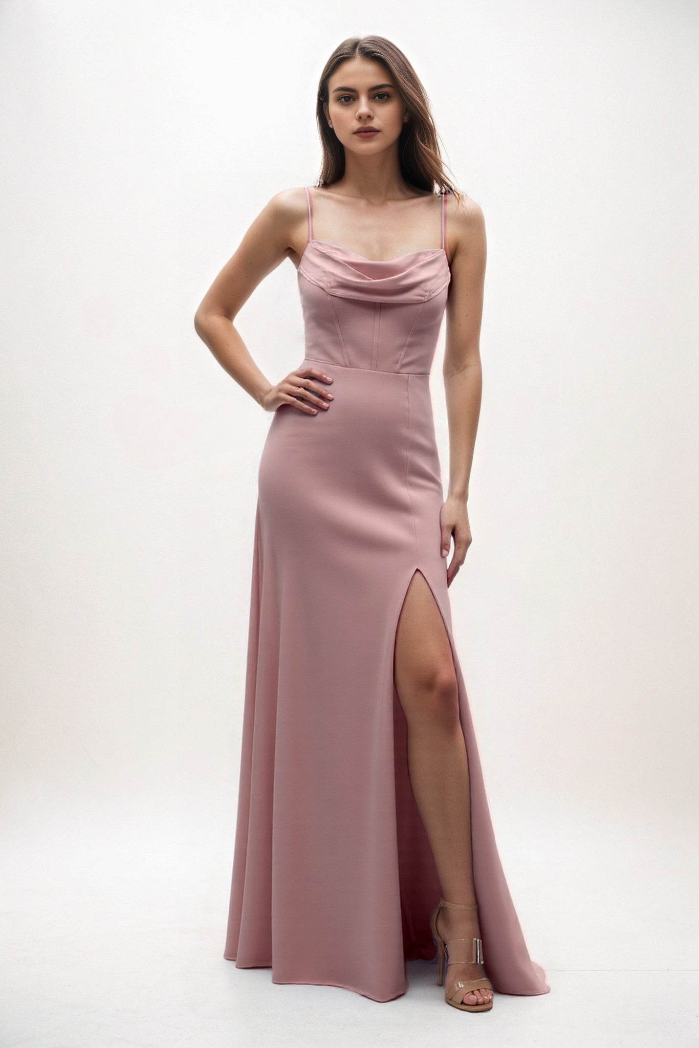 Sheath-Column Maxi Chiffon Bridesmaid Dress CB0855 - COCOMELODY