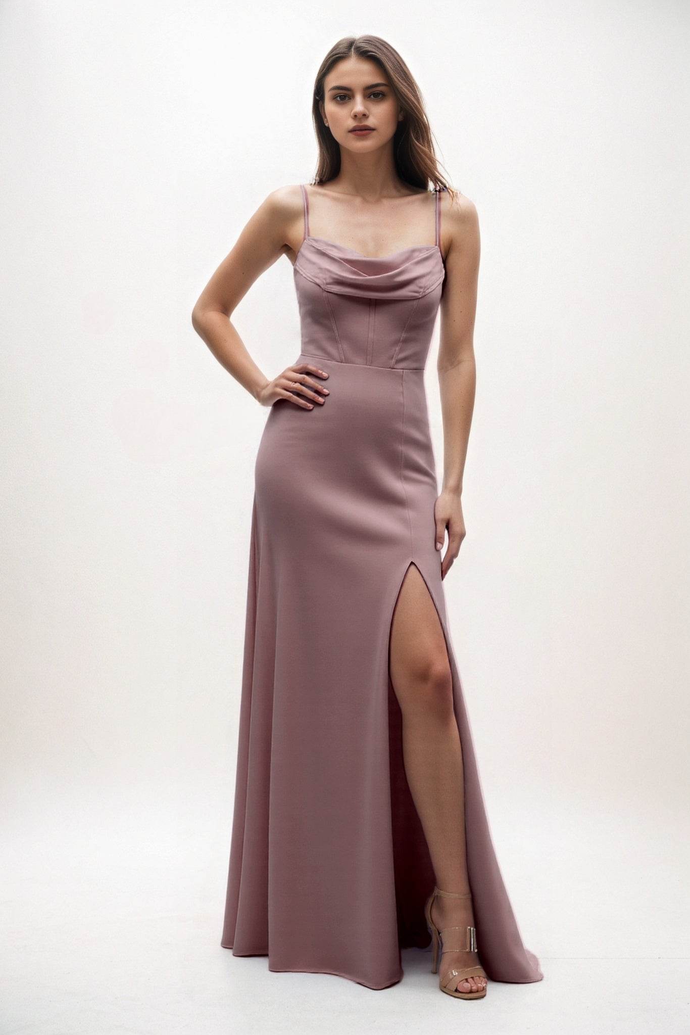 Sheath-Column Maxi Chiffon Bridesmaid Dress CB0855 - COCOMELODY