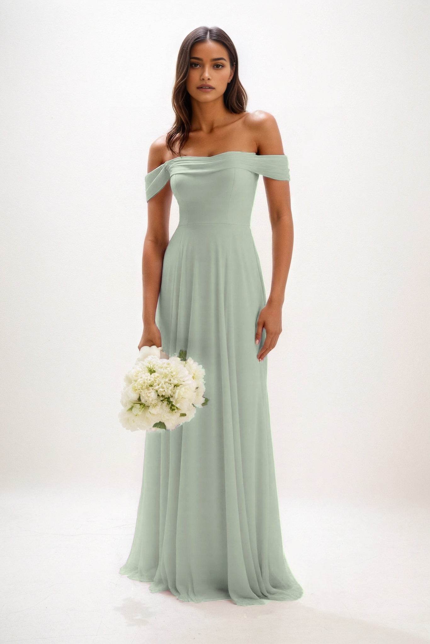A-Line Maxi Chiffon Bridesmaid Dress CB0857 - COCOMELODY