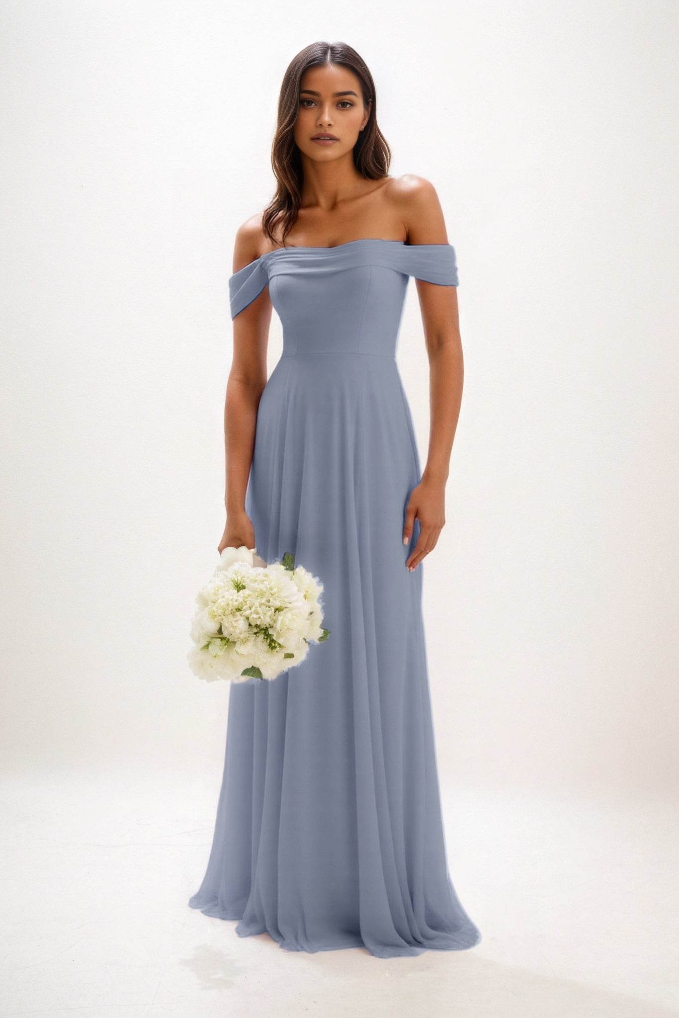 A-Line Maxi Chiffon Bridesmaid Dresses Off the Shoulder Pleated Maid of the Honor Dress COCOMELODY CB0857, Pale Yellow A-Line Maxi Chiffon Bridesmaid Dresses Off the Shoulder Pleated Maid of the Honor Dress COCOMELODY CB0857, Pale Yellow