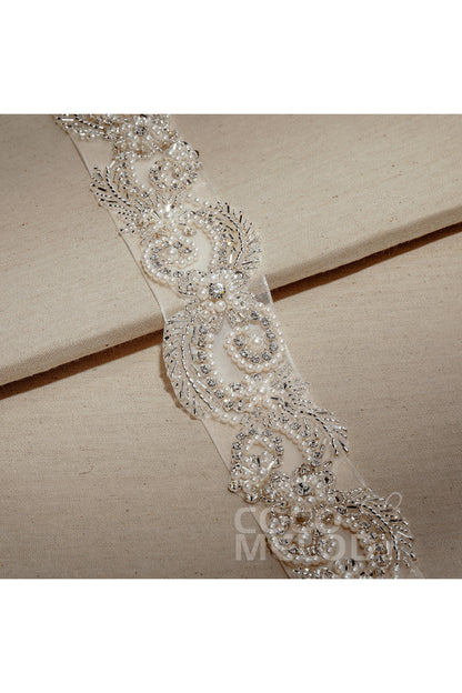Tulle Wedding Sash with Rhinestone Imitation Pearl CC0056
