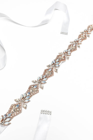 Ribbons Wedding Sash with Rhinestone CC0066 - COCOMELODY