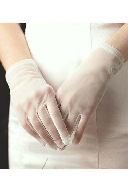 Fingertips Wrist Length Tulle Wedding Gloves CD0076