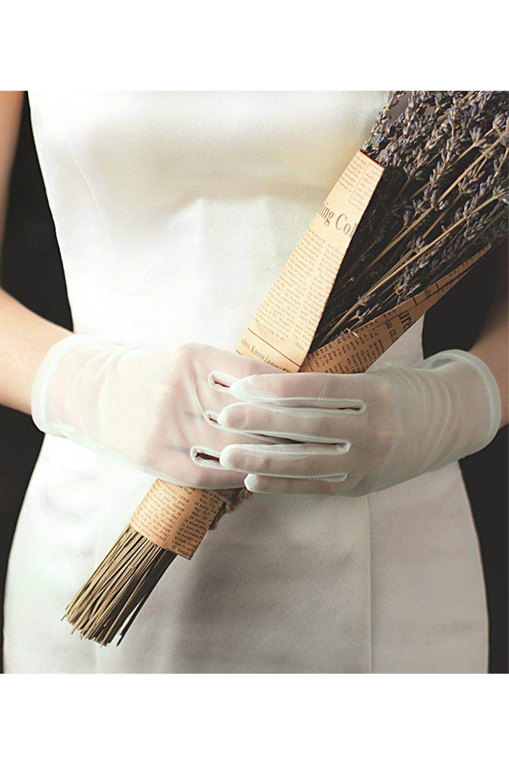Fingertips Wrist Length Tulle Wedding Gloves CD0076 - COCOMELODY