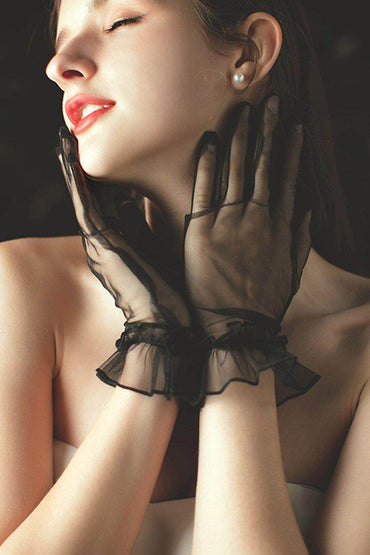 Fingertips Wrist Length Tulle Wedding Gloves CD0078 - COCOMELODY