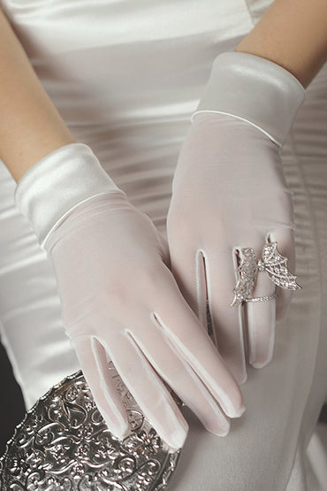 Fingertips Wrist Length Satin Wedding Gloves CD0080