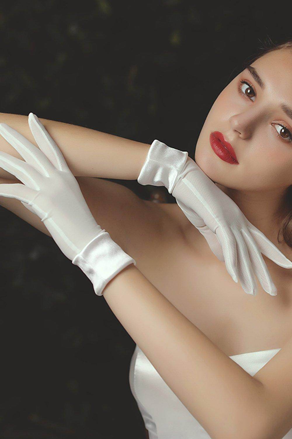 Fingertips Wrist Length Satin Wedding Gloves CD0080 - COCOMELODY