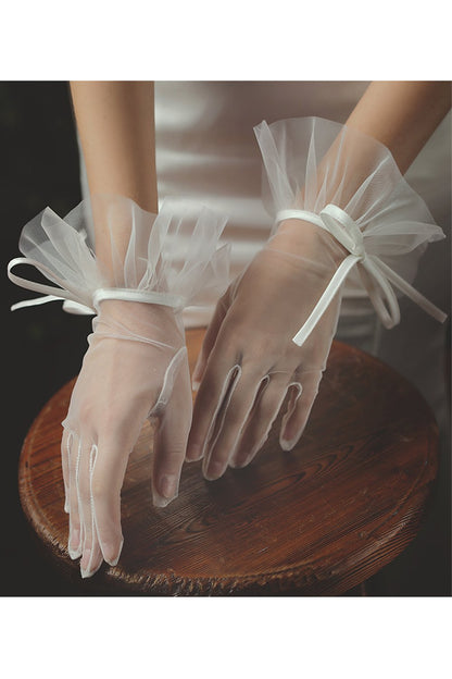 Fingertips Wrist Length Tulle Wedding Gloves CD0083