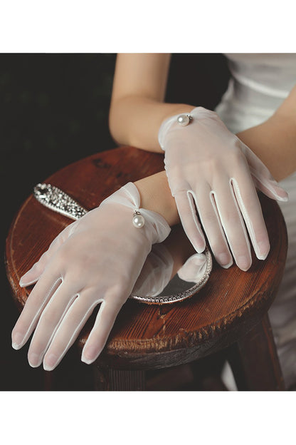 Fingertips Wrist Length Tulle Wedding Gloves CD0086