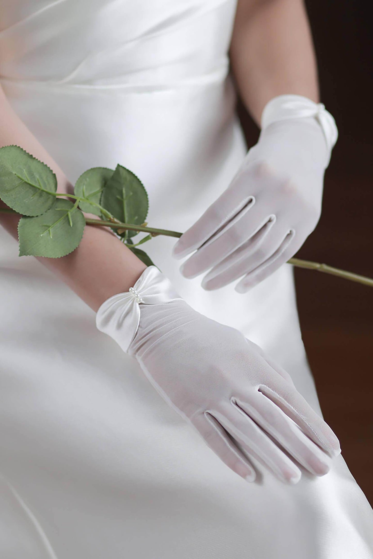 Fingertips Wrist Length Polyester Wedding Gloves CD0096 - COCOMELODY