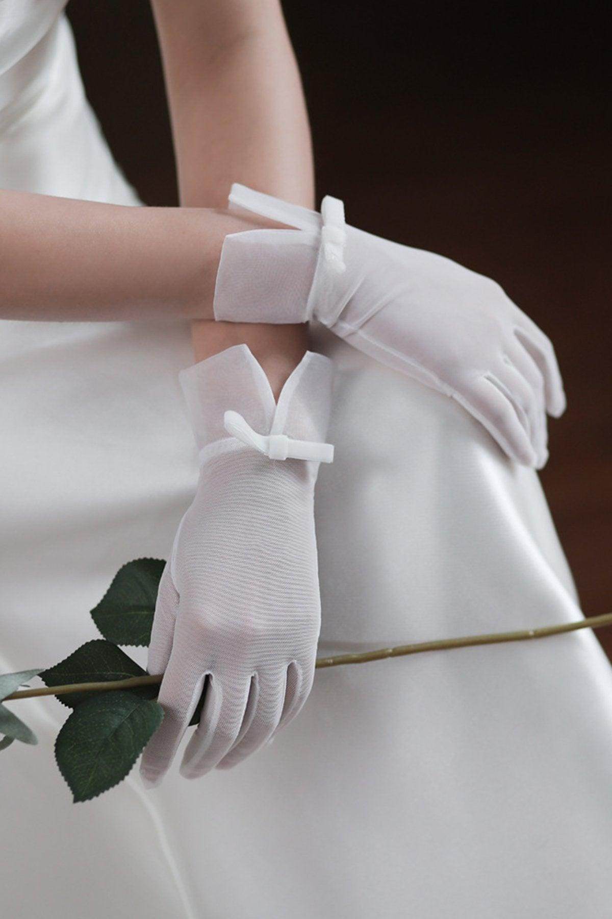 Fingertips Wrist Length Tulle Wedding Gloves CD0101 - COCOMELODY