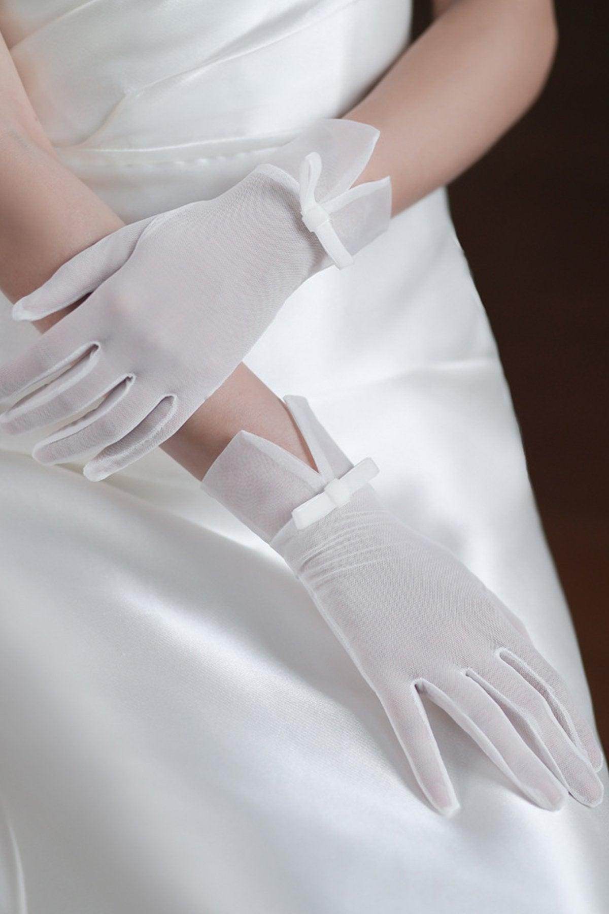 Fingertips Wrist Length Tulle Wedding Gloves CD0101 - COCOMELODY
