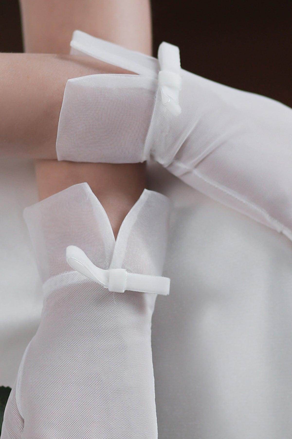 Fingertips Wrist Length Tulle Wedding Gloves CD0101 - COCOMELODY