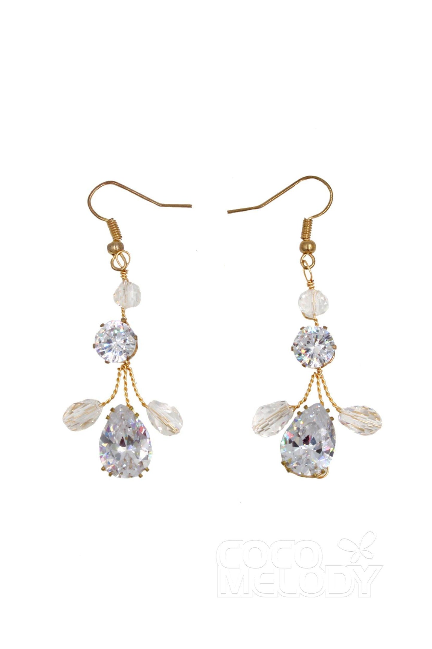 Alloy Wedding Earrings with Cubic Zirconia Crystal CE0047 - COCOMELODY