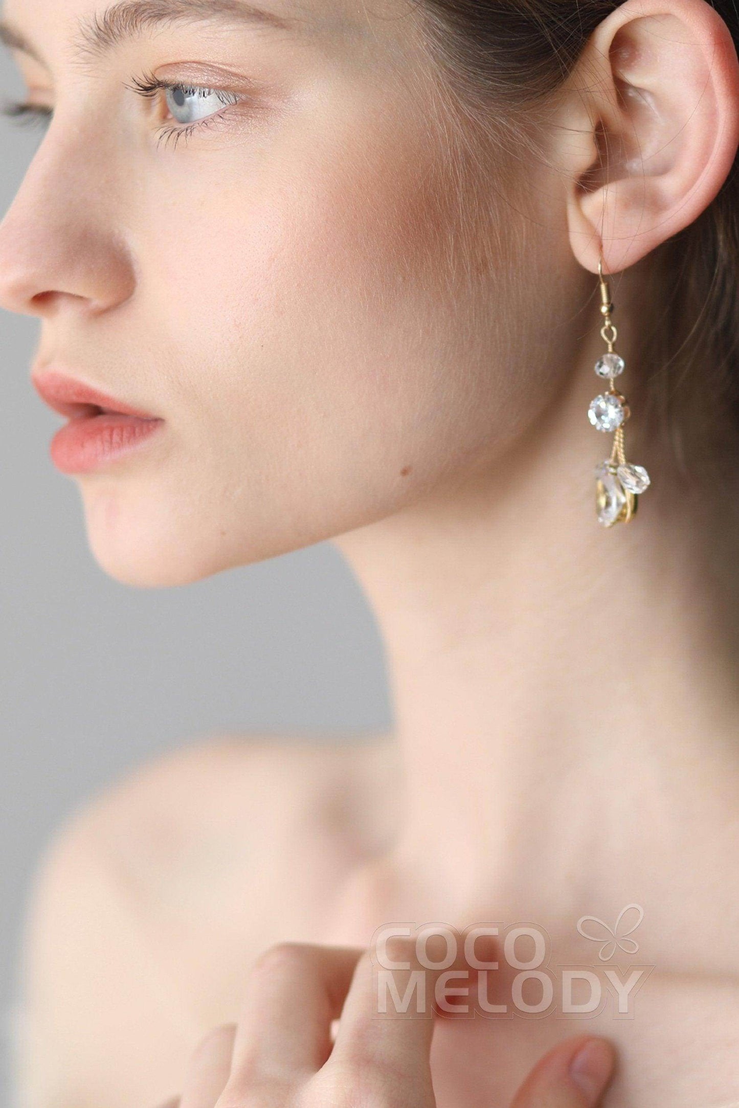 Alloy Wedding Earrings with Cubic Zirconia Crystal CE0047 - COCOMELODY