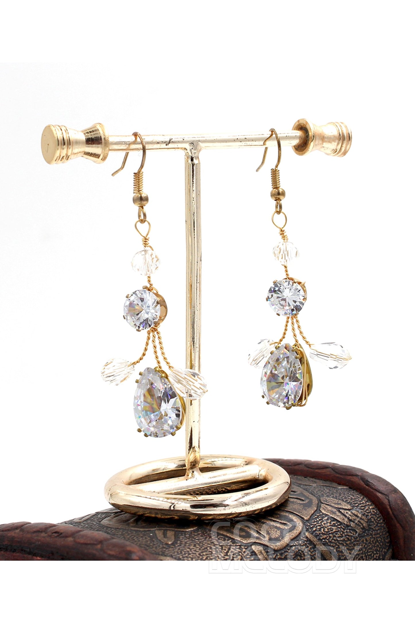 Alloy Wedding Earrings with Cubic Zirconia Crystal CE0047