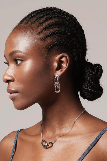 Rhodium plated Earrings with Crystals CE0099 - COCOMELODY