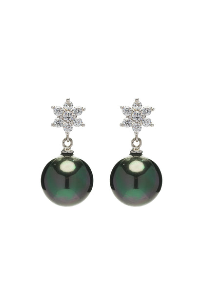 Silver Plated Earrings with Imitation Pearl and Zircon CE0137