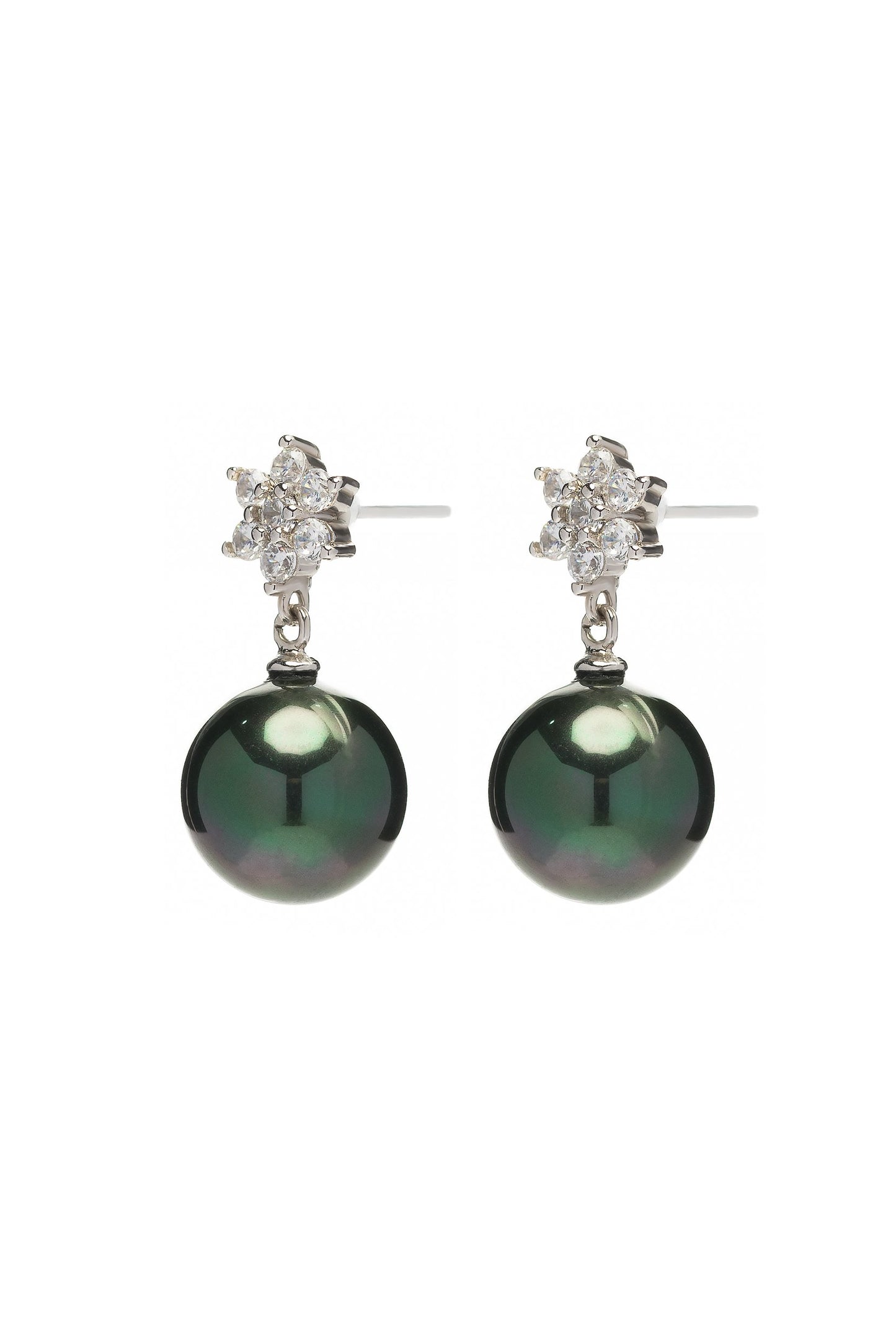 Silver Plated Earrings with Imitation Pearl and Zircon CE0137