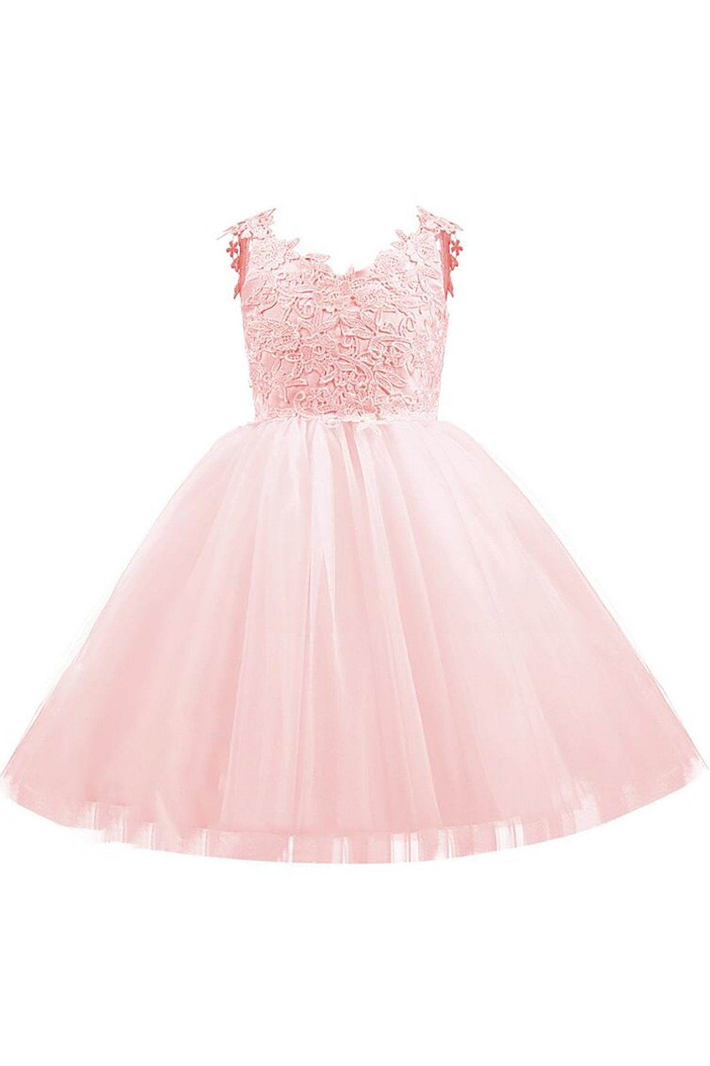 A-Line Knee Length Tulle Lace Flower Girl Dress CF0265 - COCOMELODY