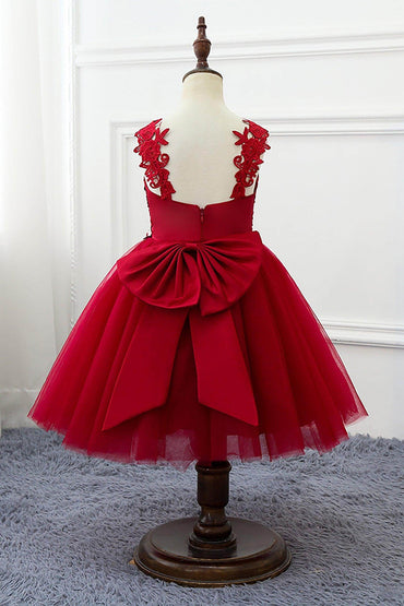 A-Line Knee Length Tulle Lace Flower Girl Dress CF0265 - COCOMELODY