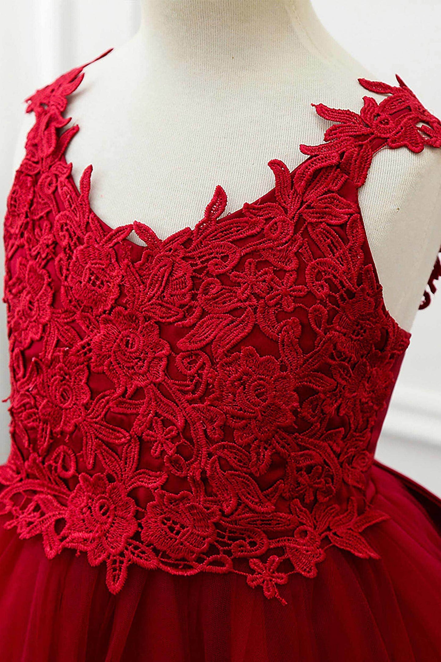 A-Line Knee Length Tulle Lace Flower Girl Dress CF0265 - COCOMELODY