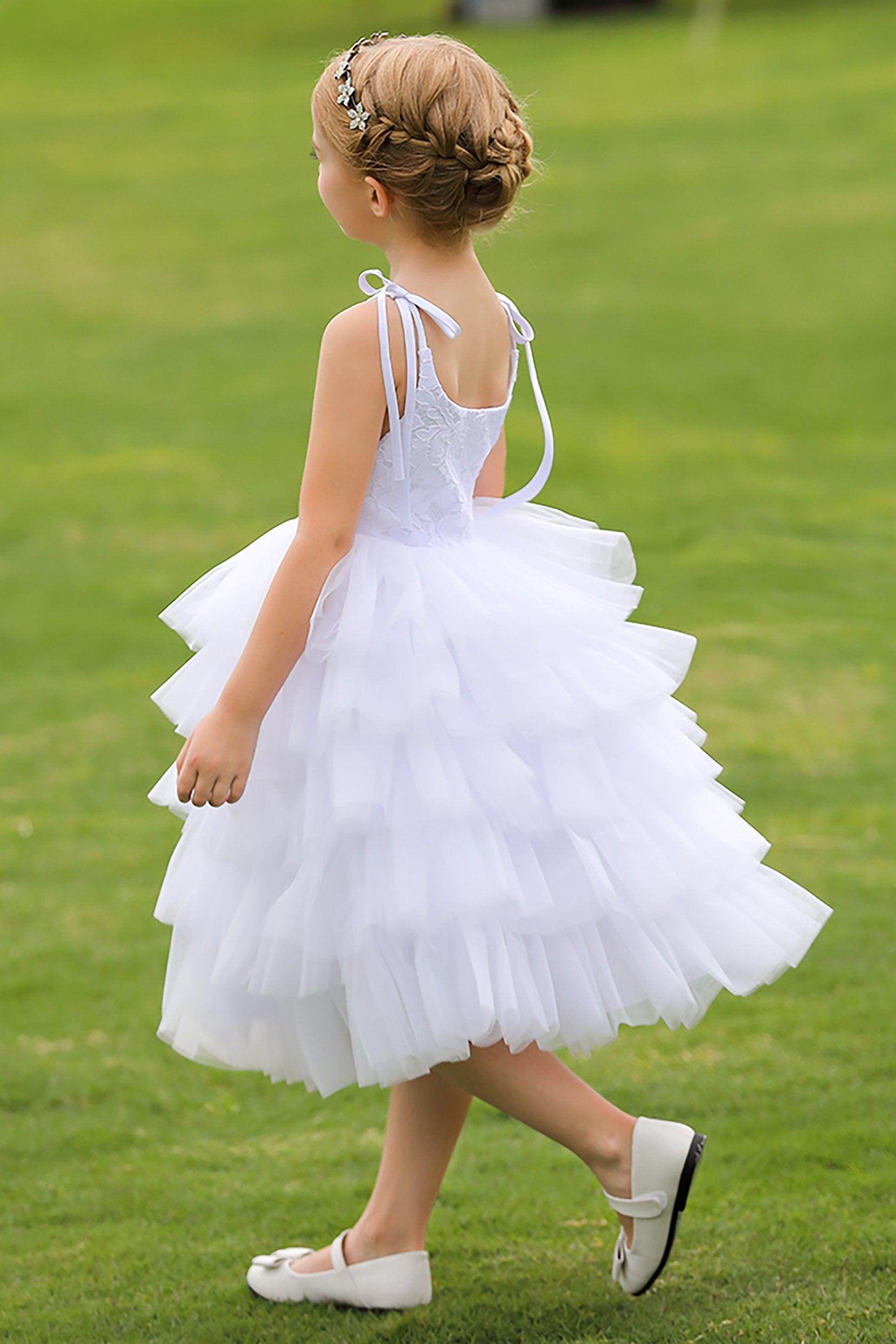 Ball Gown Tea Length Tulle Lace Flower Girl Dress CF0266 - COCOMELODY