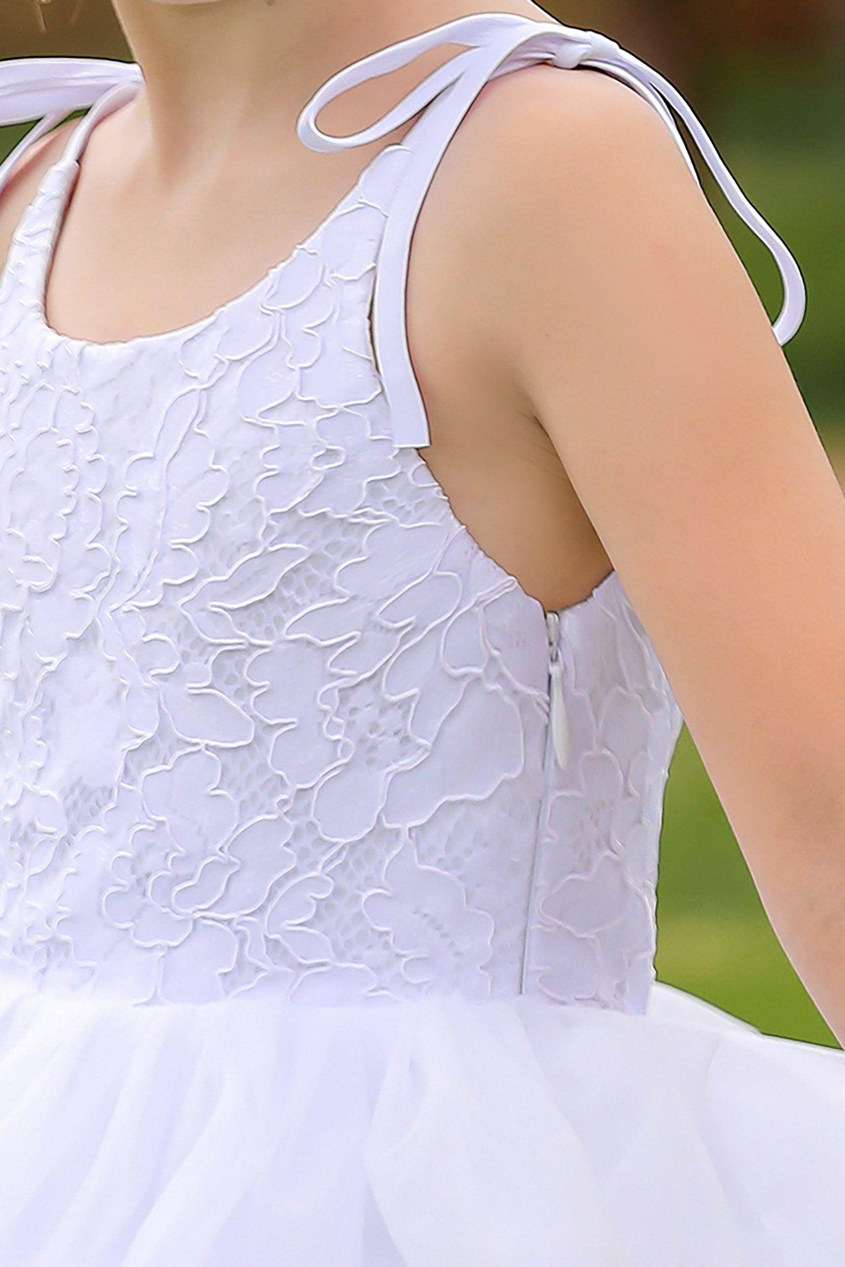 Ball Gown Tea Length Tulle Lace Flower Girl Dress CF0266 - COCOMELODY