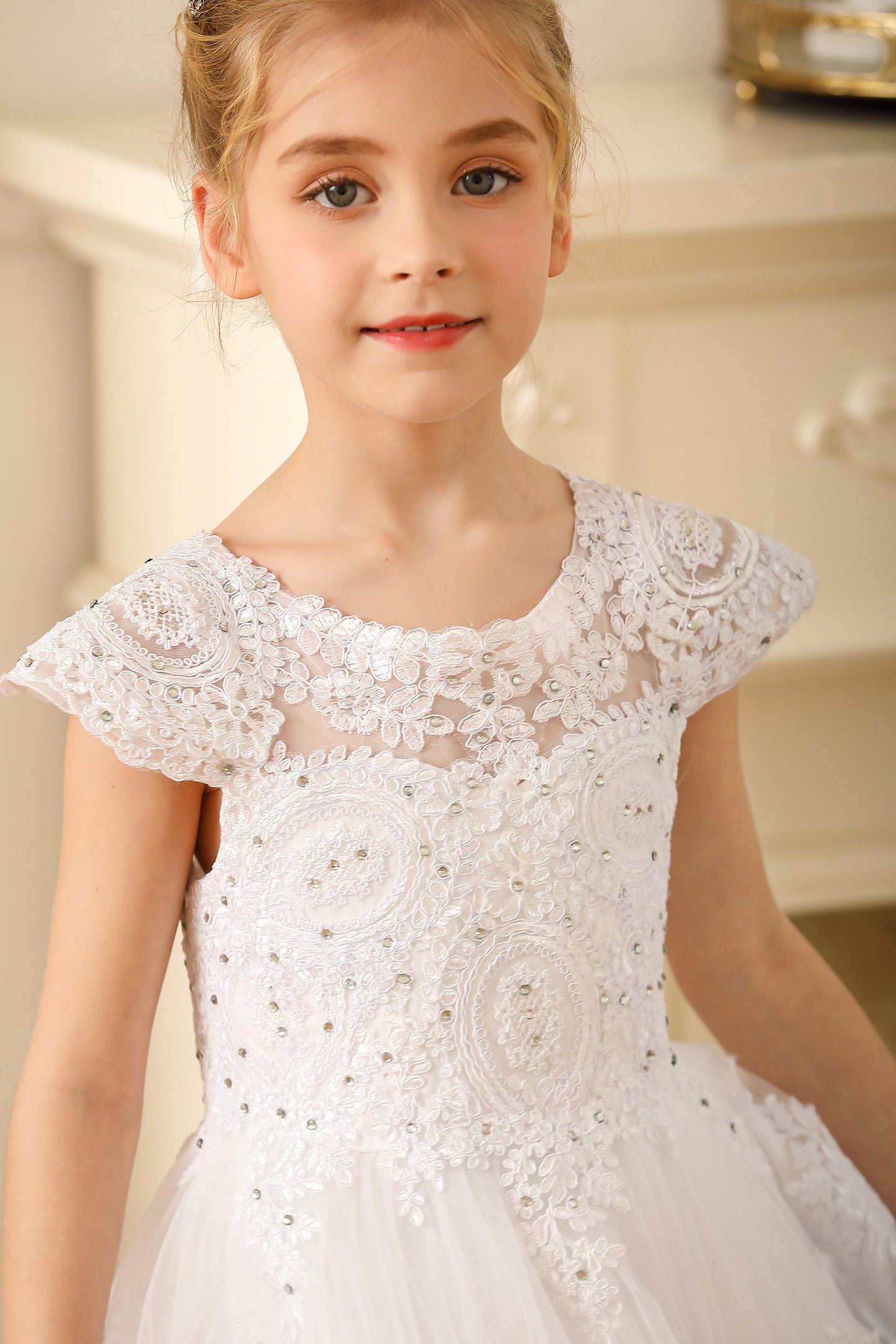 Ball Gown Floor Length Tulle Lace Flower Girl Dress CF0267