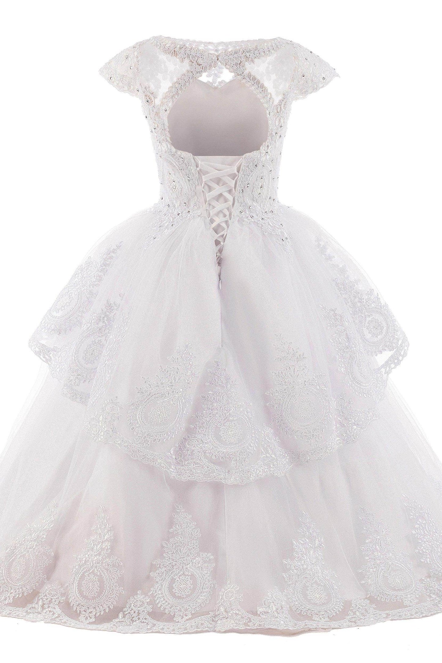 Ball Gown Floor Length Tulle Lace Flower Girl Dress CF0267 - COCOMELODY