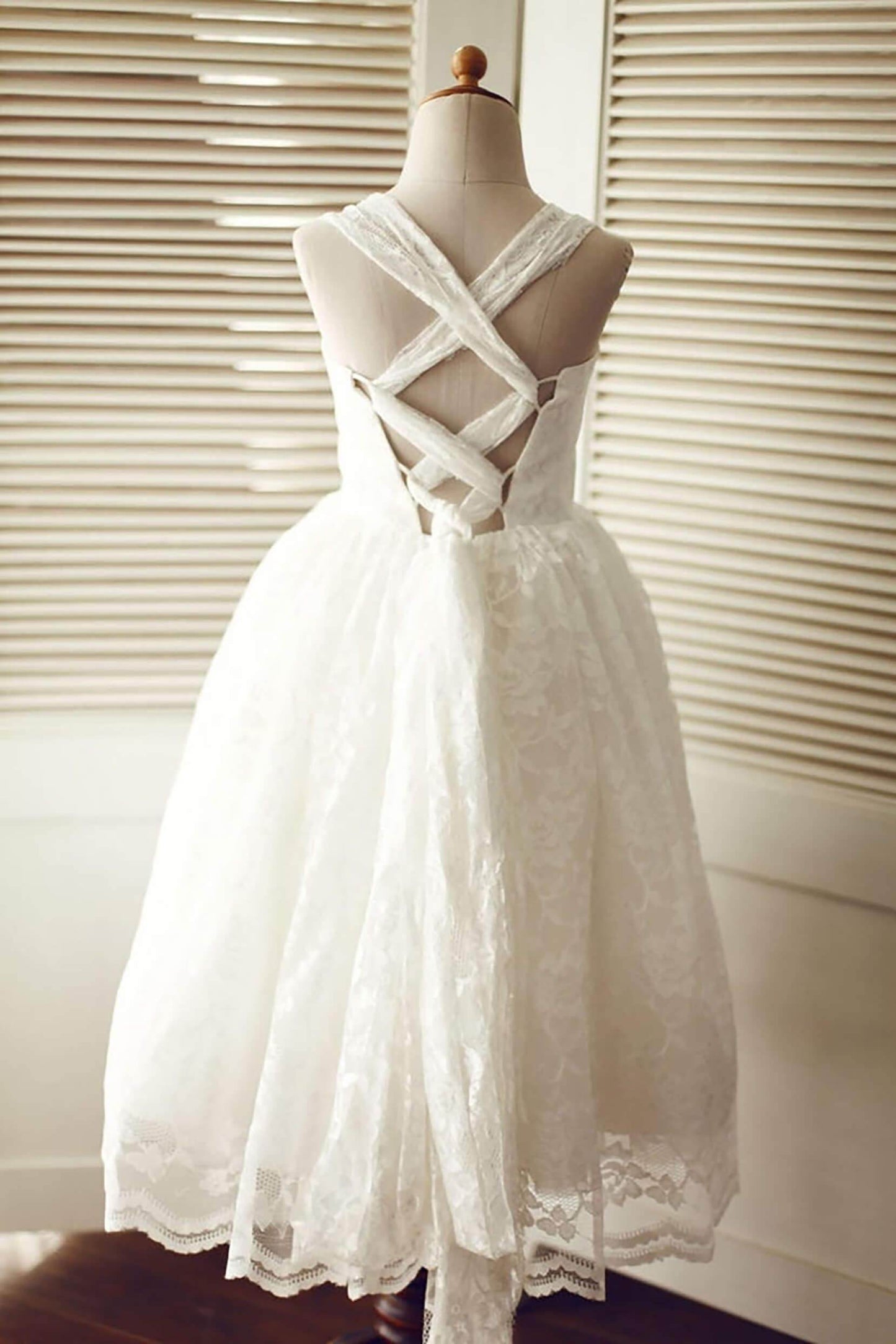 A-Line Floor Length Tulle Lace Flower Girl Dress CF0271 - COCOMELODY