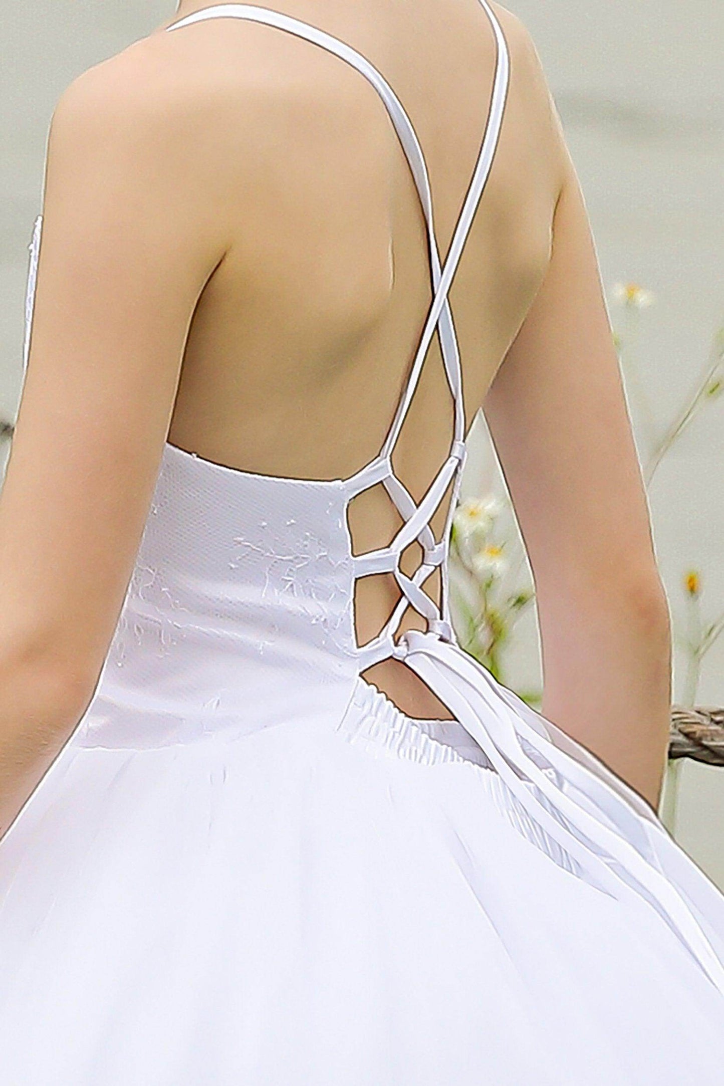 A-Line Floor Length Satin Tulle Flower Girl Dress CF0274 - COCOMELODY