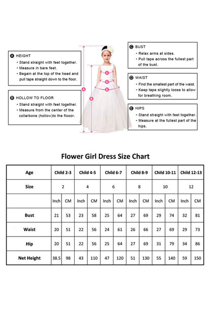 A-Line Tea Length Satin Tulle Flower Girl Dress CF0276