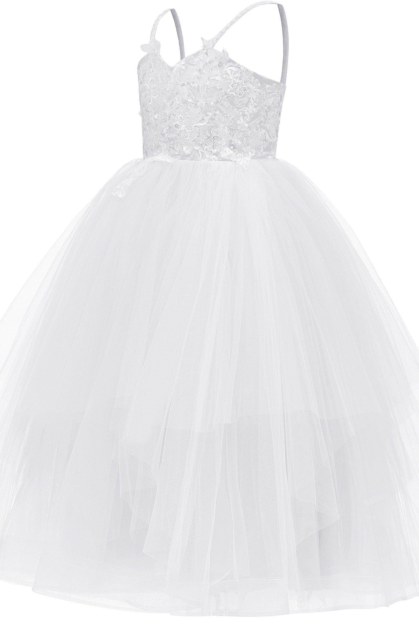A-Line Floor Length Tulle Lace Flower Girl Dress CF0277 - COCOMELODY