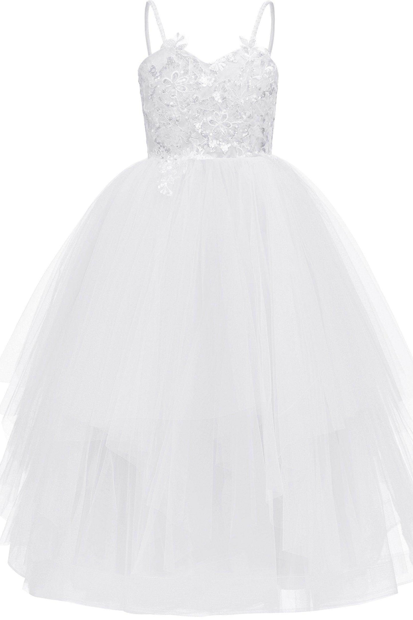 A-Line Floor Length Tulle Lace Flower Girl Dress CF0277 - COCOMELODY