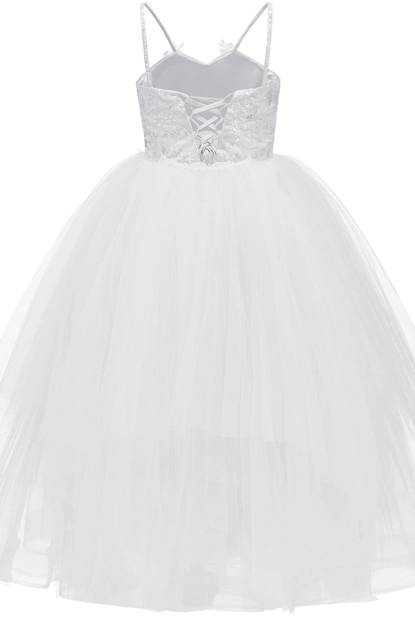 A-Line Floor Length Tulle Lace Flower Girl Dress CF0277 - COCOMELODY