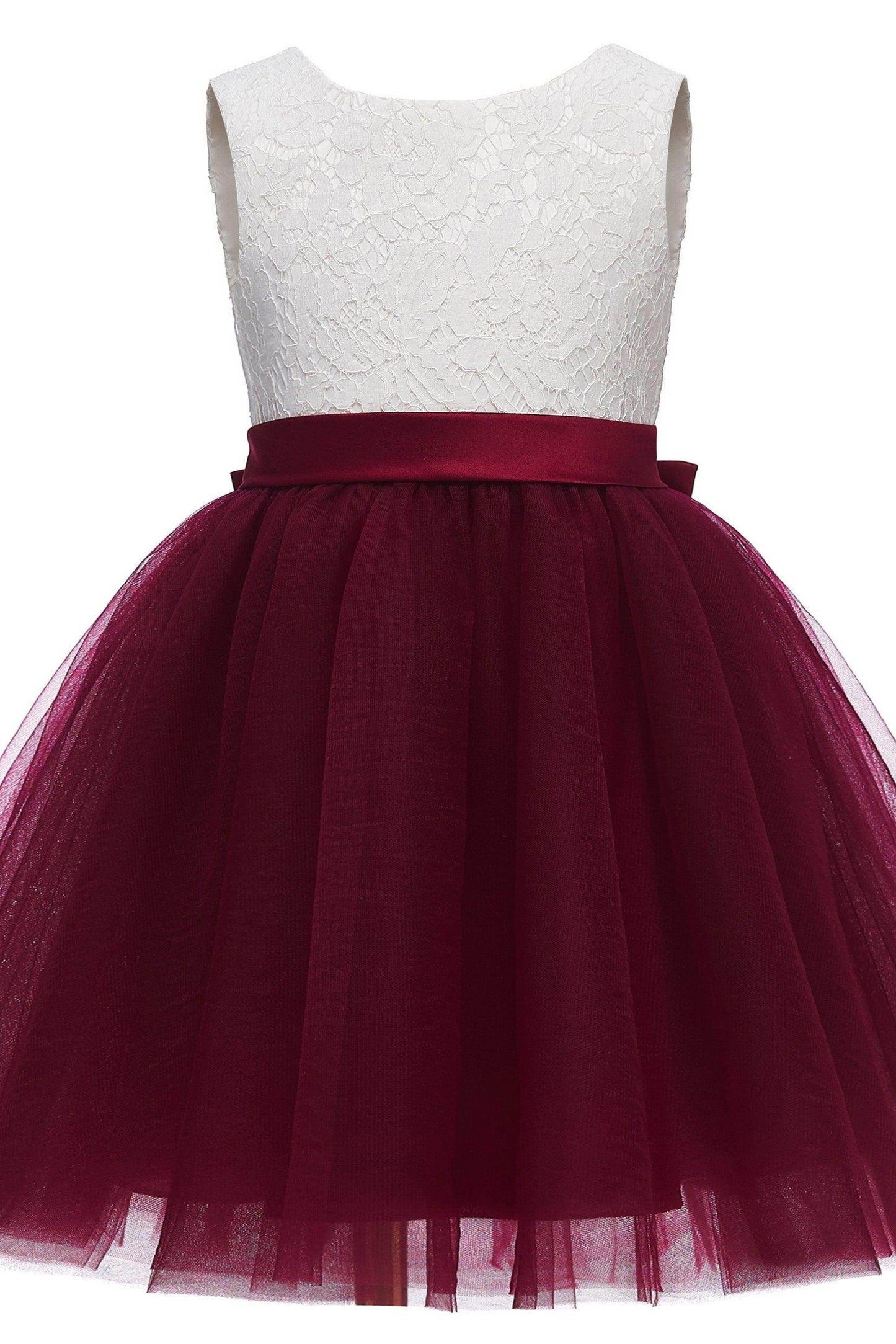 A-Line Knee Length Tulle Lace Flower Girl Dress CF0282 - COCOMELODY