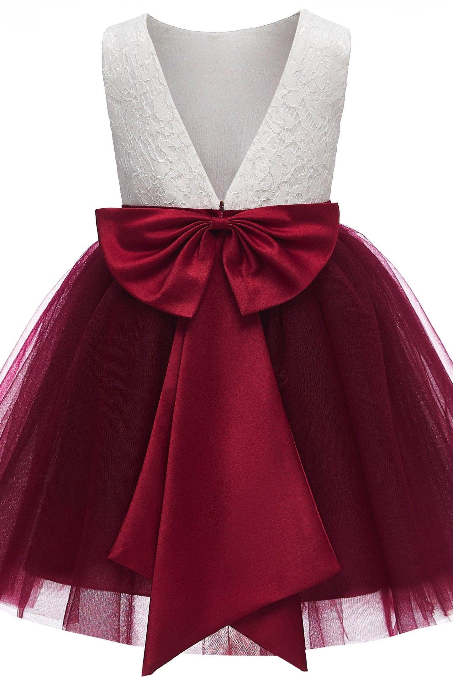 A-Line Knee Length Tulle Lace Flower Girl Dress CF0282 - COCOMELODY