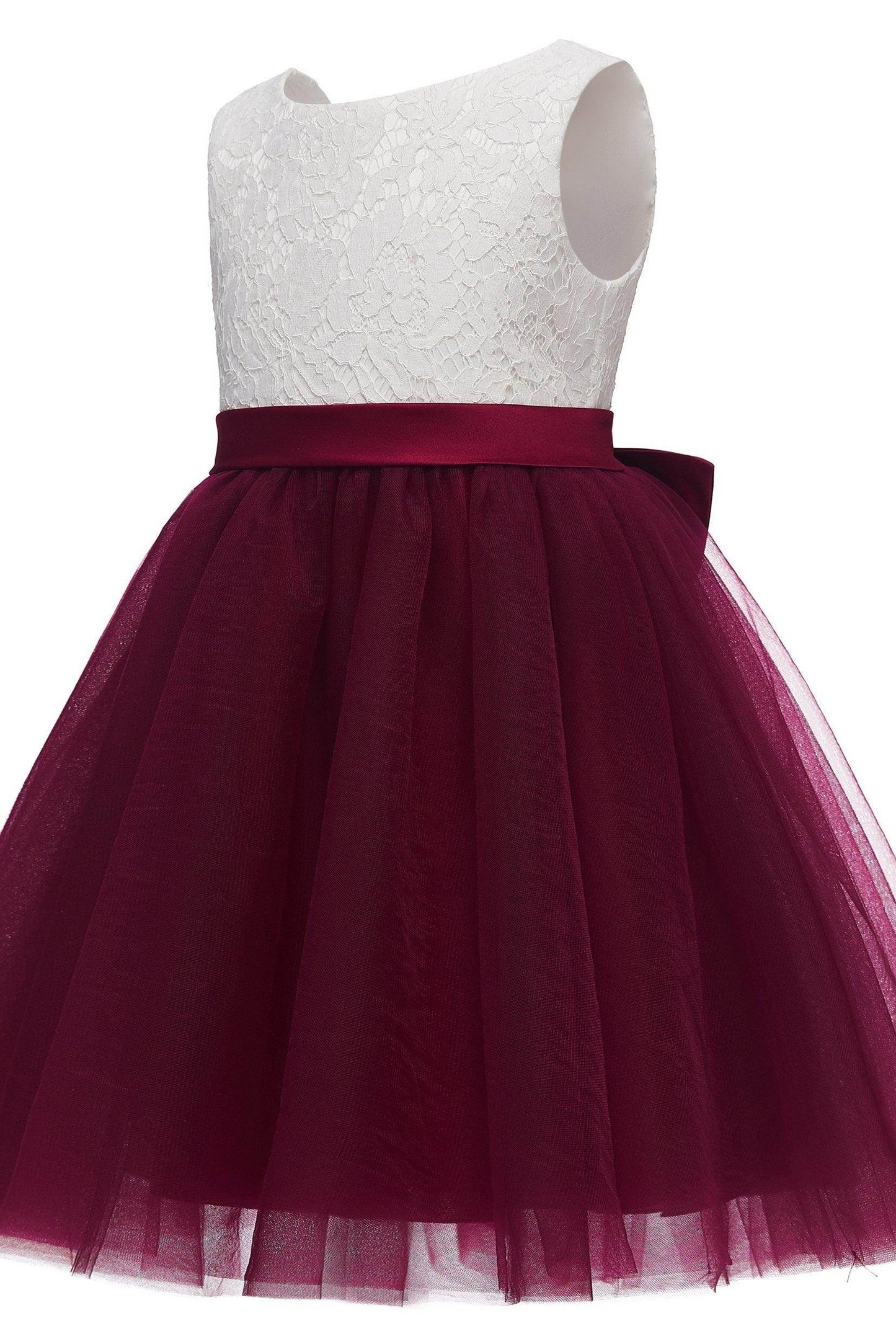 A-Line Knee Length Tulle Lace Flower Girl Dress CF0282 - COCOMELODY