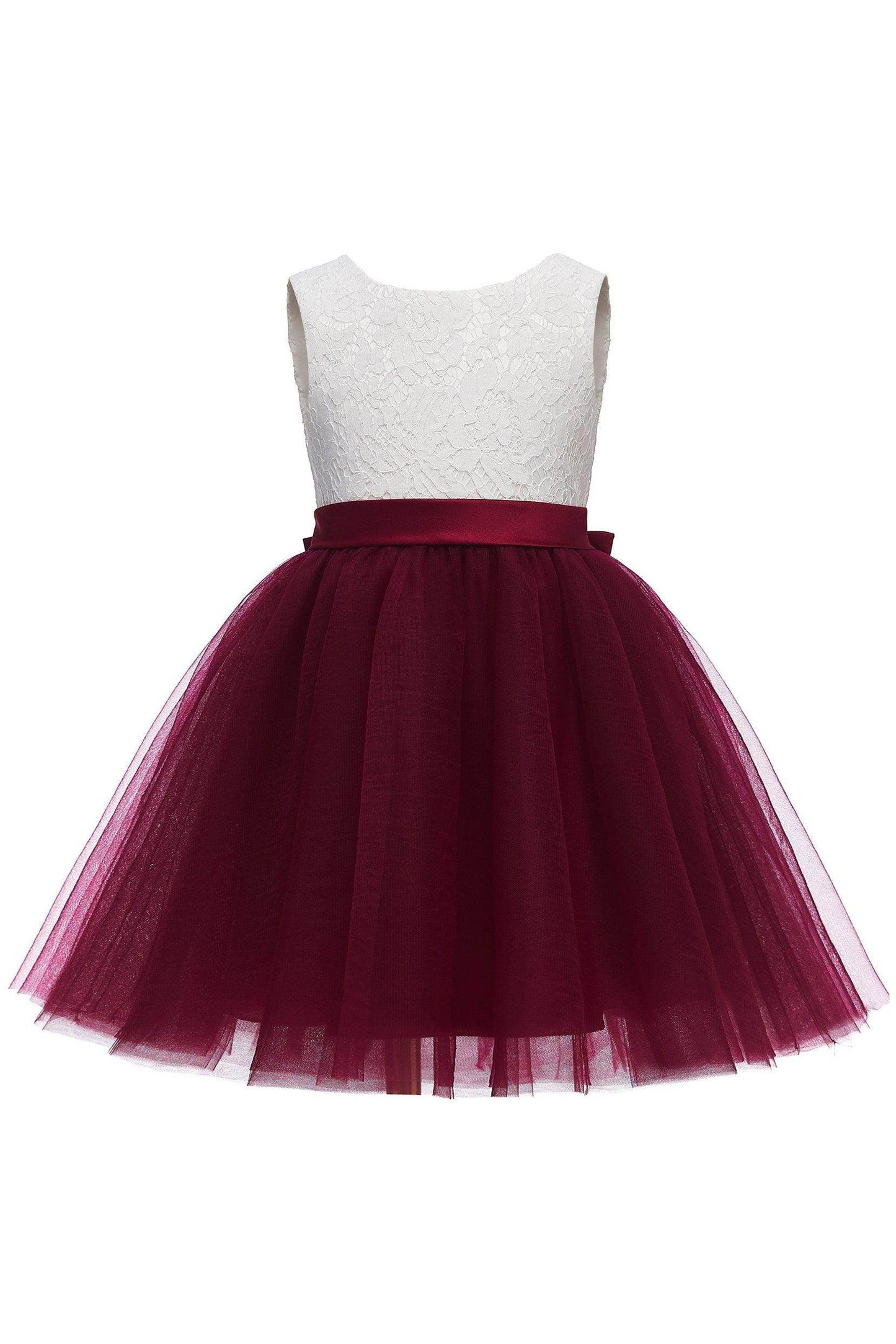 A-Line Knee Length Tulle Lace Flower Girl Dress CF0282 - COCOMELODY