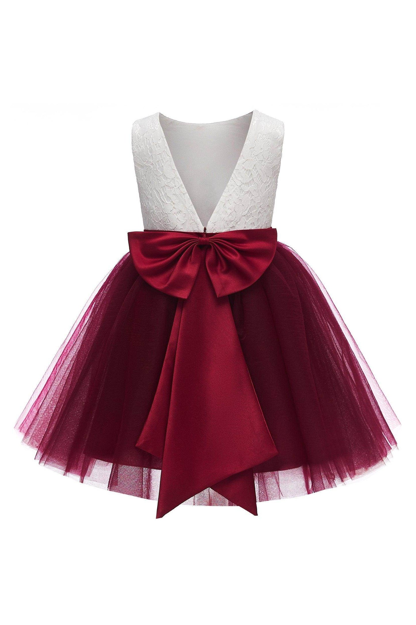 A-Line Knee Length Tulle Lace Flower Girl Dress CF0282 - COCOMELODY