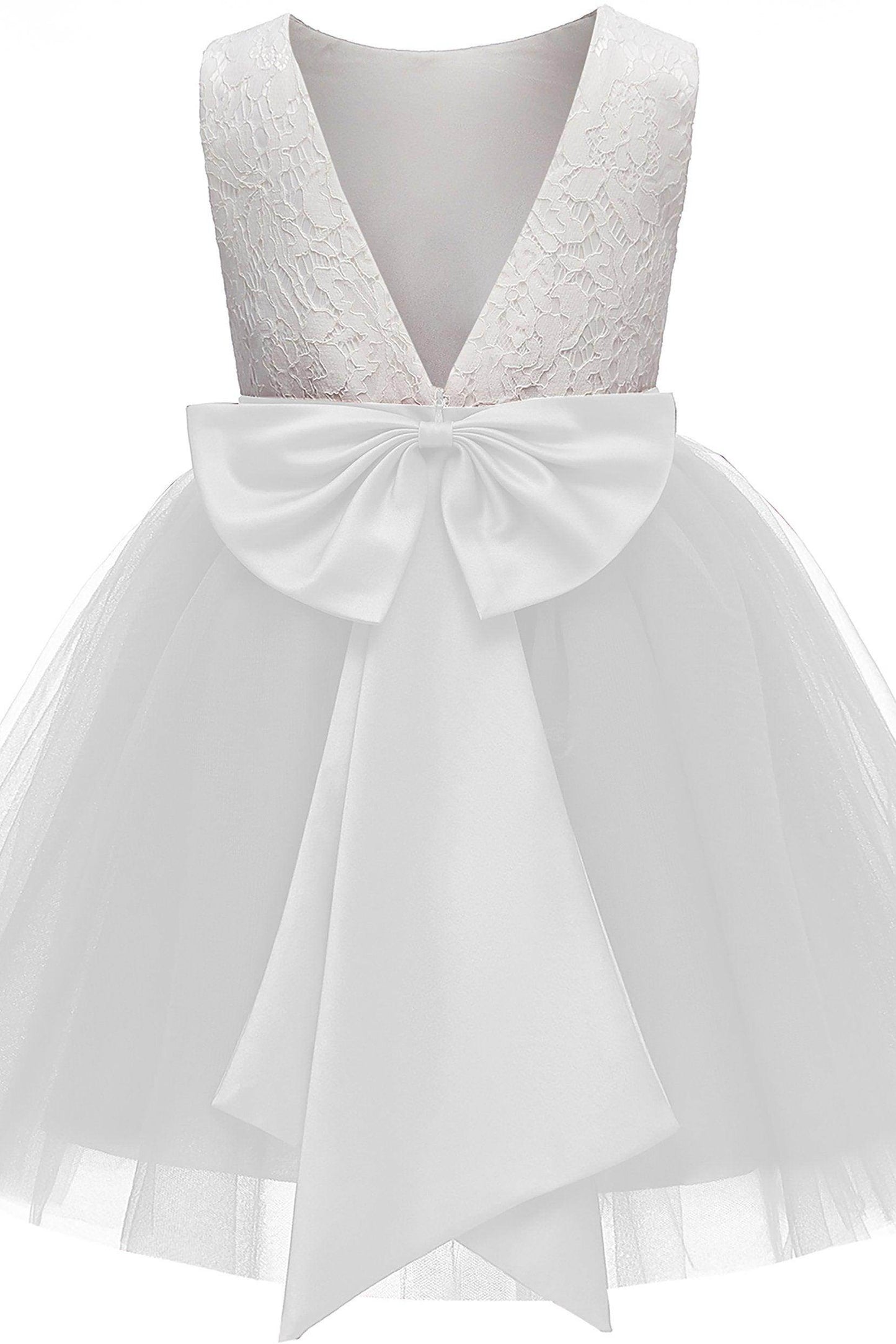 A-Line Knee Length Tulle Lace Flower Girl Dress CF0282 - COCOMELODY