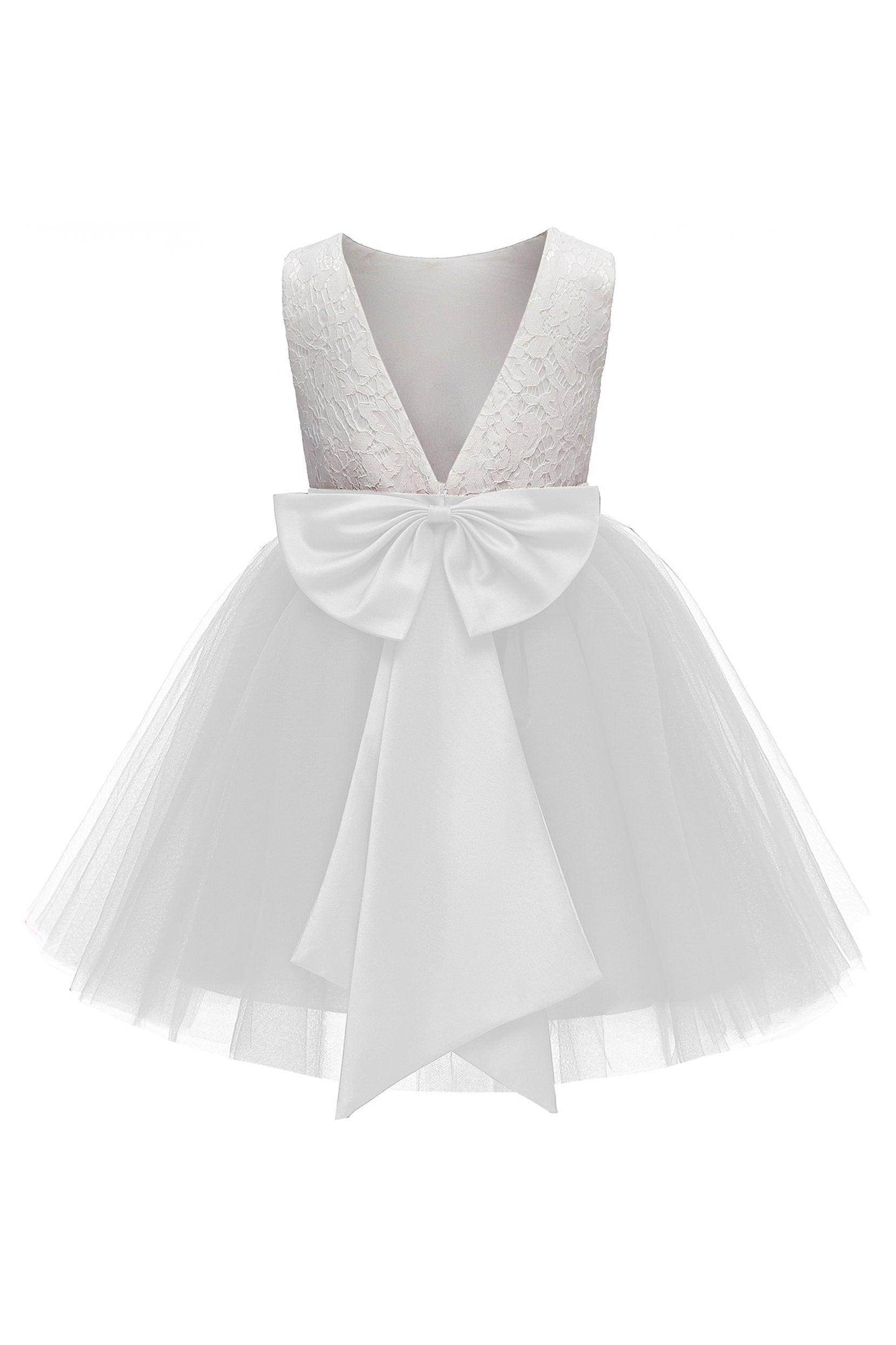 A-Line Knee Length Tulle Lace Flower Girl Dress CF0282 - COCOMELODY