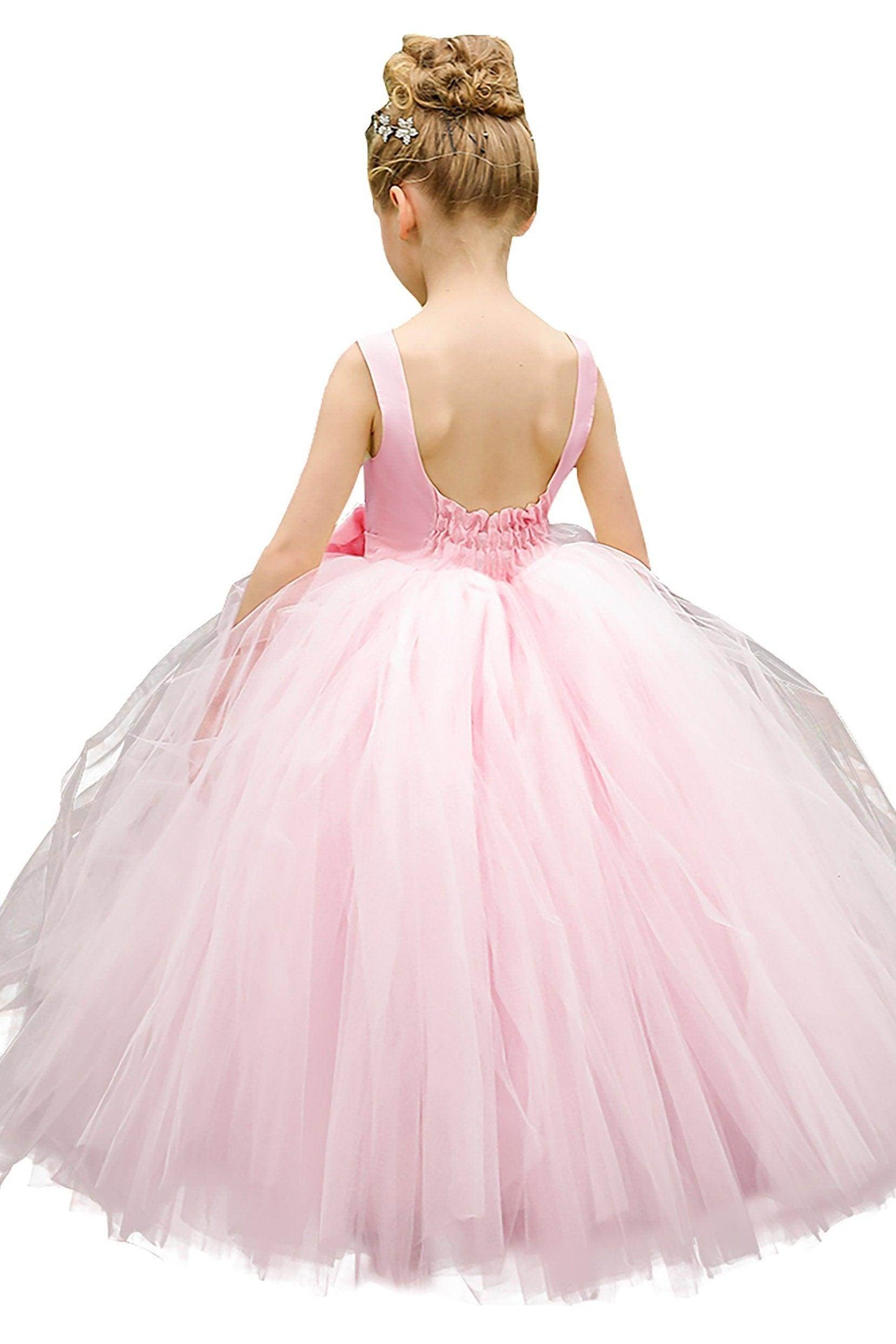 Ball Gown Floor Length Satin Tulle Flower Girl Dress CF0283 - COCOMELODY