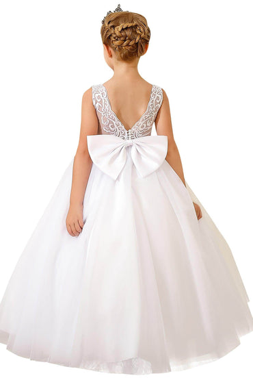 A-Line Floor Length Tulle Lace Flower Girl Dress CF0289 - COCOMELODY
